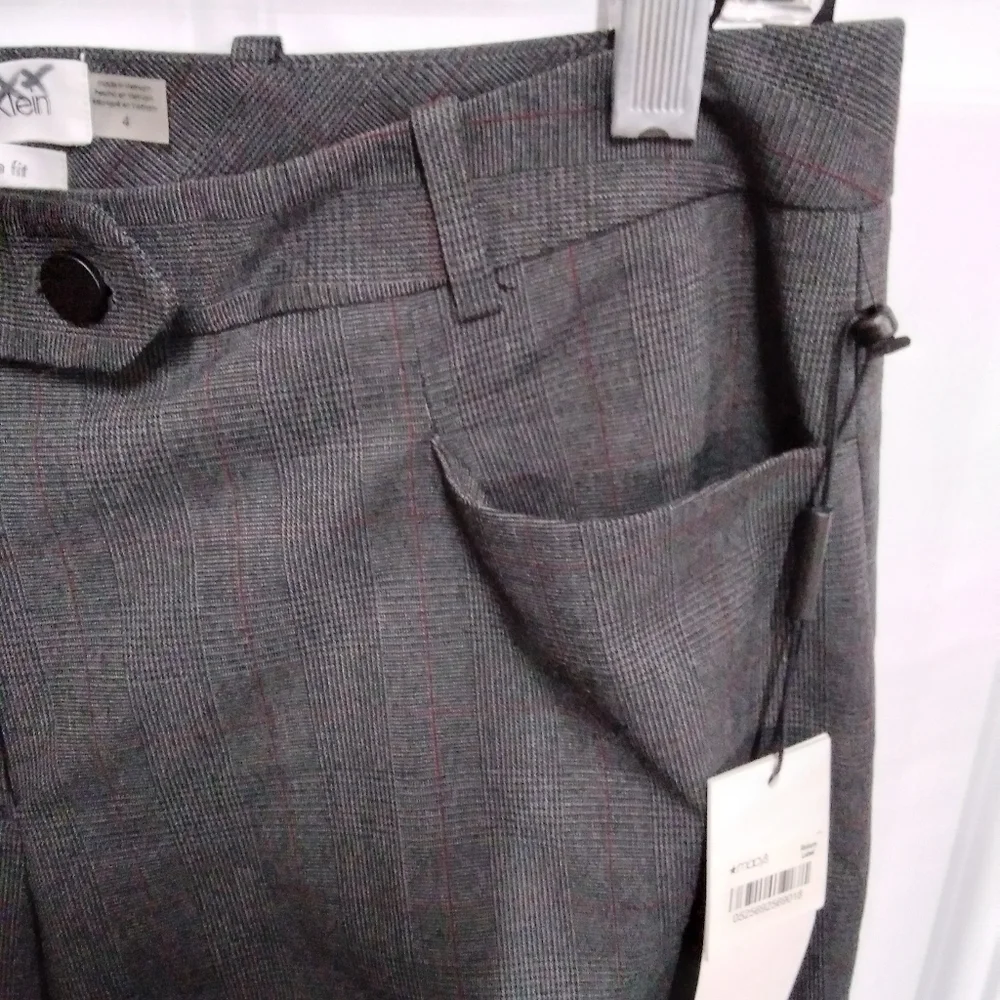 Calvin Klein Modern Fit Charcoal Grey Pinstripe Trousers Nwt - Picture 7 of 9